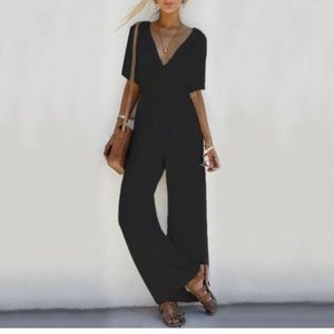 Stylish Crossed Deep V-Neck Jumpsuit NWOT